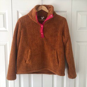 J.CREW Women's Low Crop Sherpa Pullover Sweater - Size: S - Color: Orange